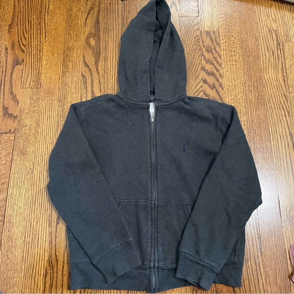 Polo Ralph Lauren Boys Zipper Hoodie Jacket Dark‎ Gray Size Medium